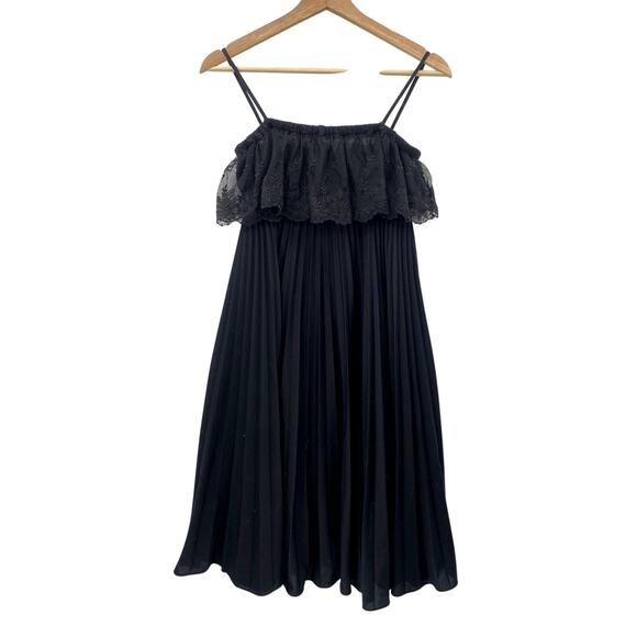 Vintage Dresses & Skirts - Vintage Black Pleated Babydoll style midi dress